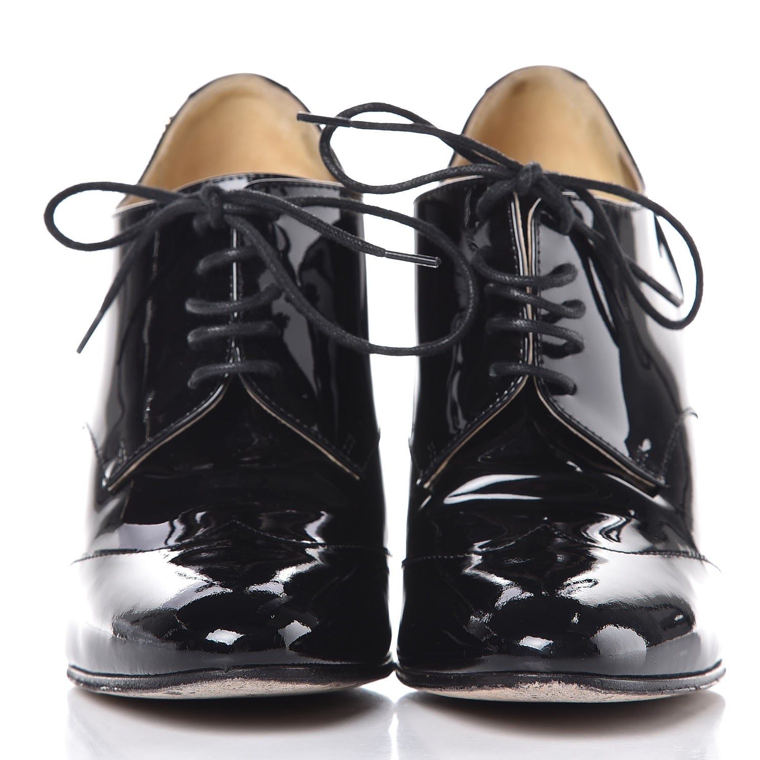 Chanel Patent Calfskin Oxford Lace Up Ankle Booties 36.5 Black 2 of 10
