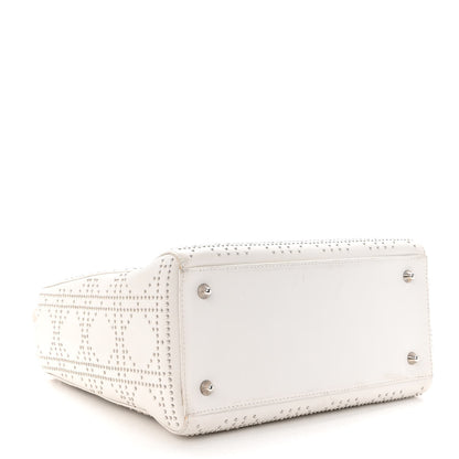 Christian Dior Lambskin Studded Cannage Medium Lady Dior White 4 of 13