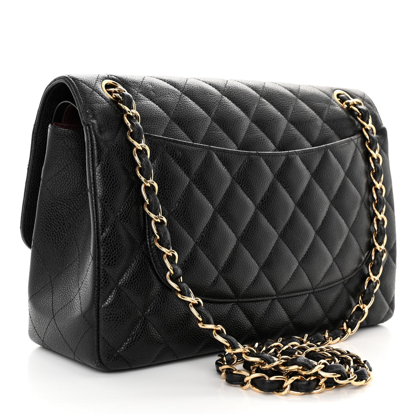 Caviar Quilted Jumbo Double Flap Black