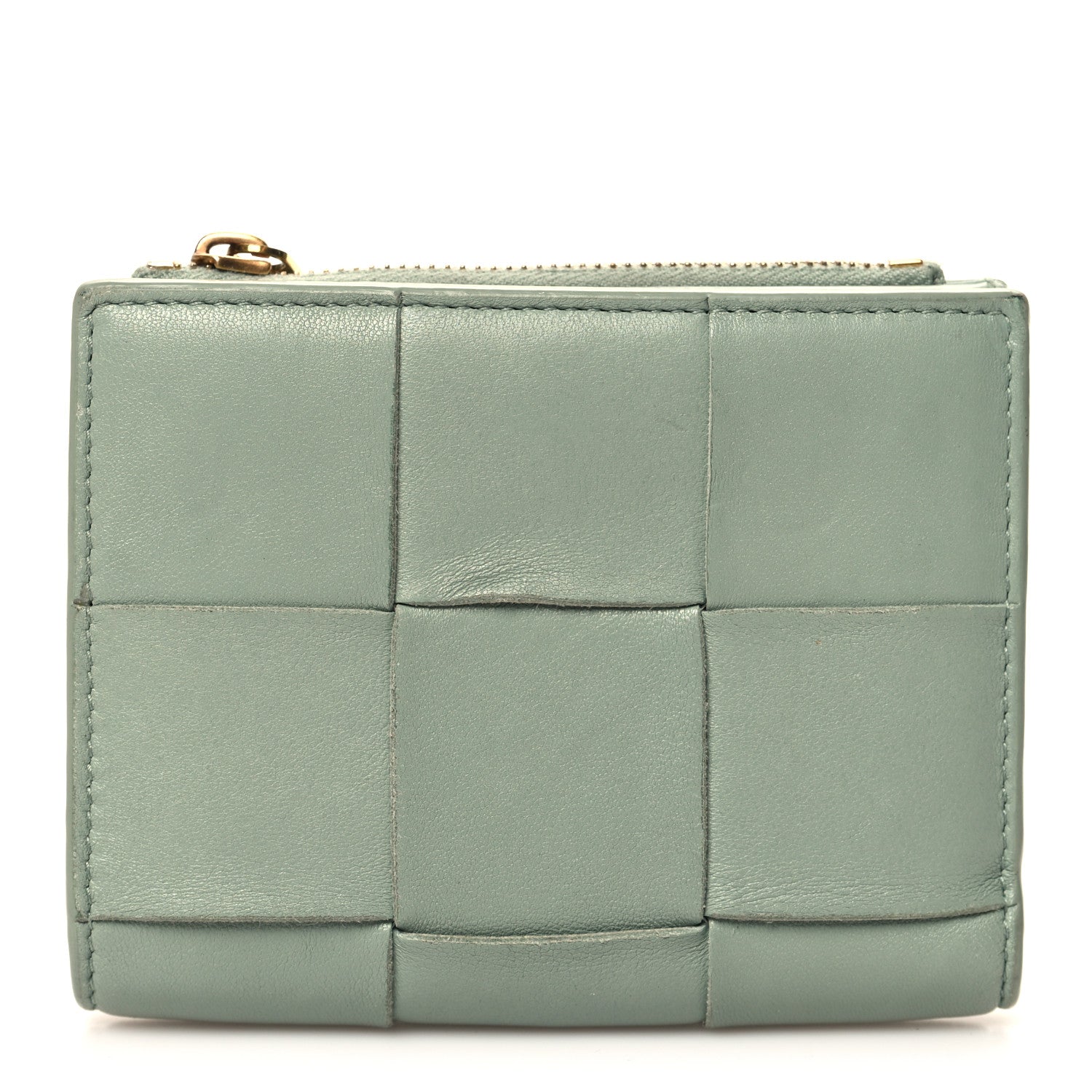 Bottega Veneta Nappa Maxi Intrecciato Bifold Zip Wallet New Sauge 1 of 8