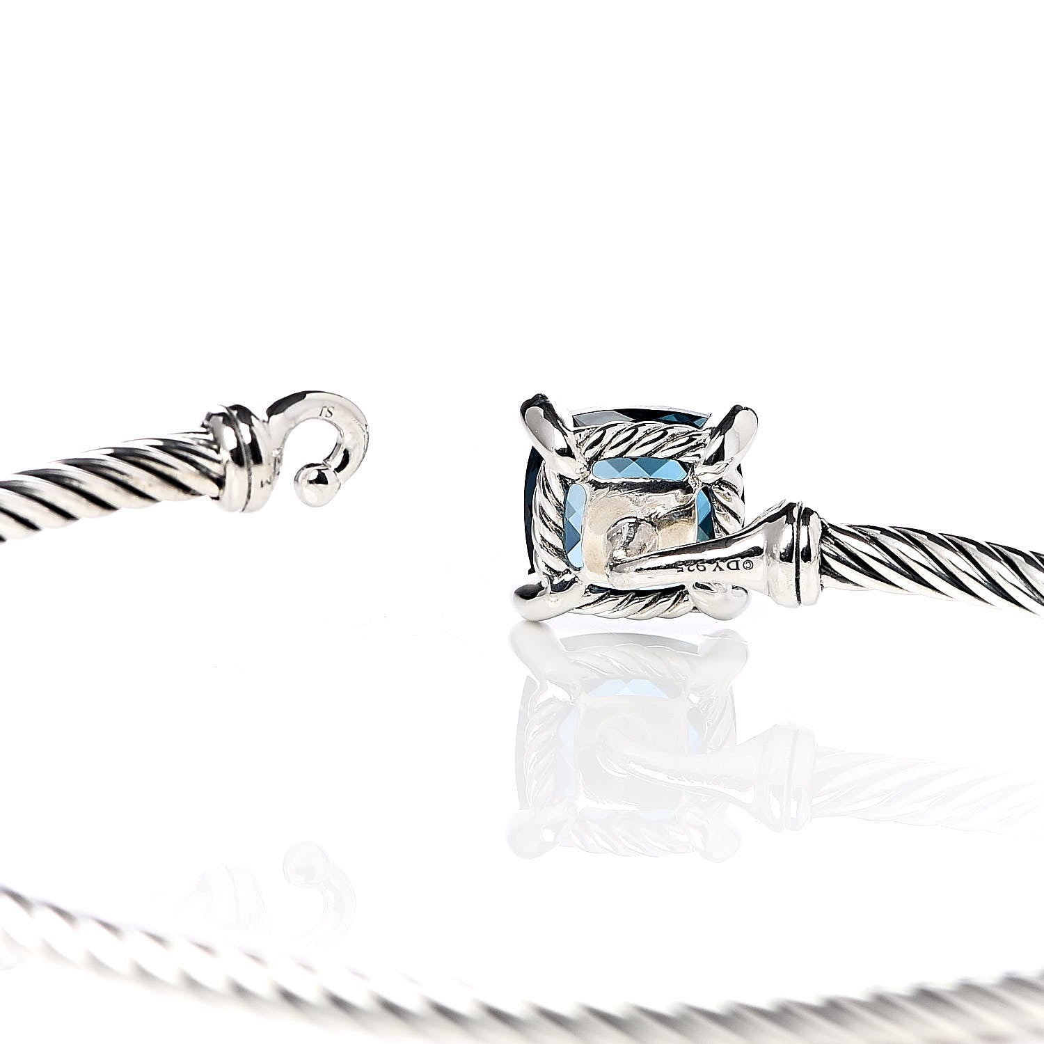 David Yurman Sterling Silver Hampton Blue Topaz Diamond 8mm Chatelaine Bracelet 4 of 5