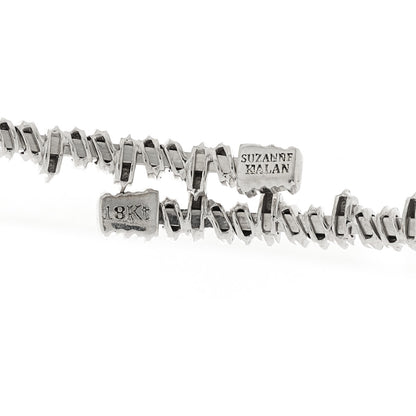 Suzanne Kalan 18K White Gold Diamond Classic Half Baguette Choker Necklace 5 of 5