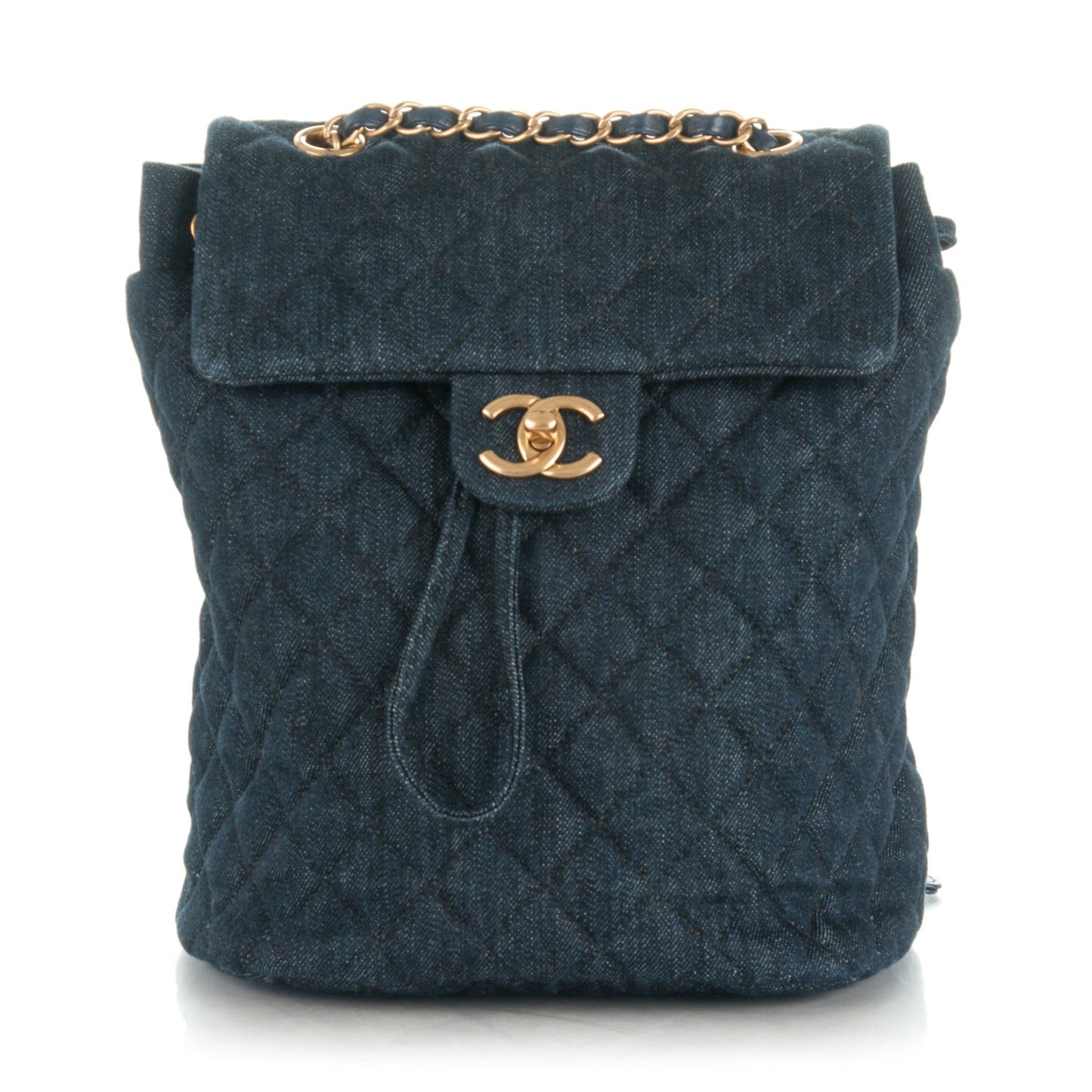 Washed Denim Quilted Small Urban Spirit Backpack Dark Blue