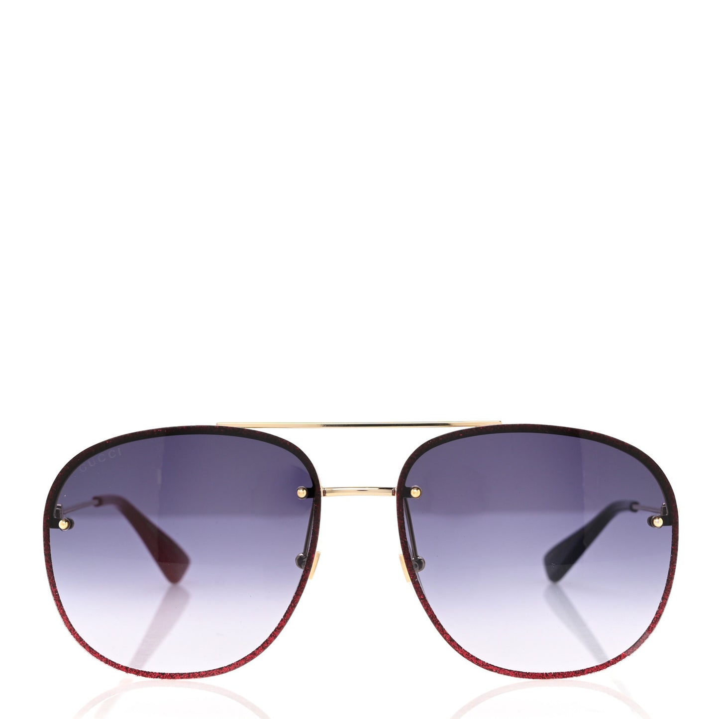 Metal Glitter Aviator Sunglasses G0227S Red Gold