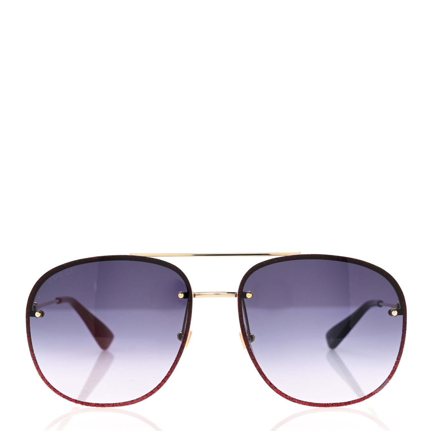 Gucci Metal Glitter Aviator Sunglasses G0227S Red Gold 2 of 7