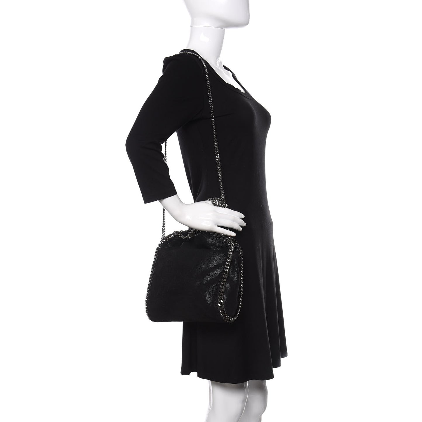 Shaggy Deer Mini Falabella Fold Over Tote Black
