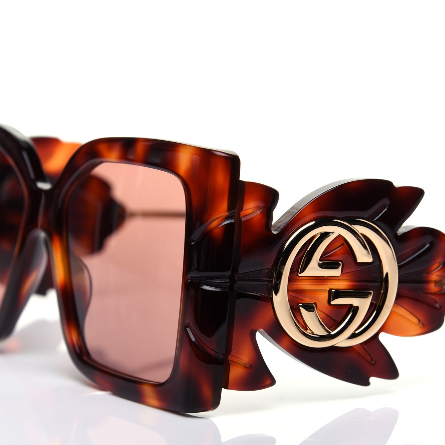 Acetate Square Frame Wing Sunglasses GG0535S Havana