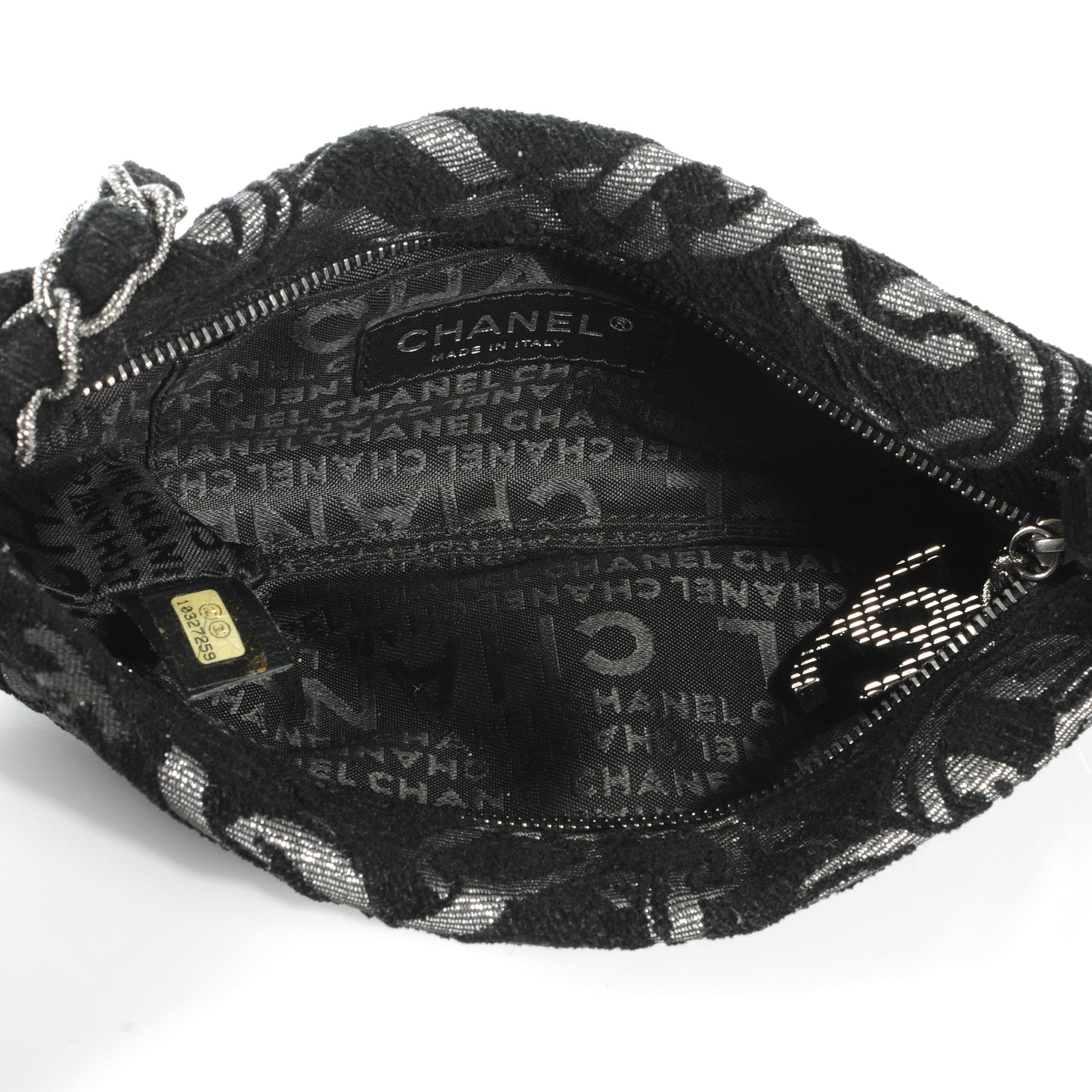 Silver CC Chain Pochette Black