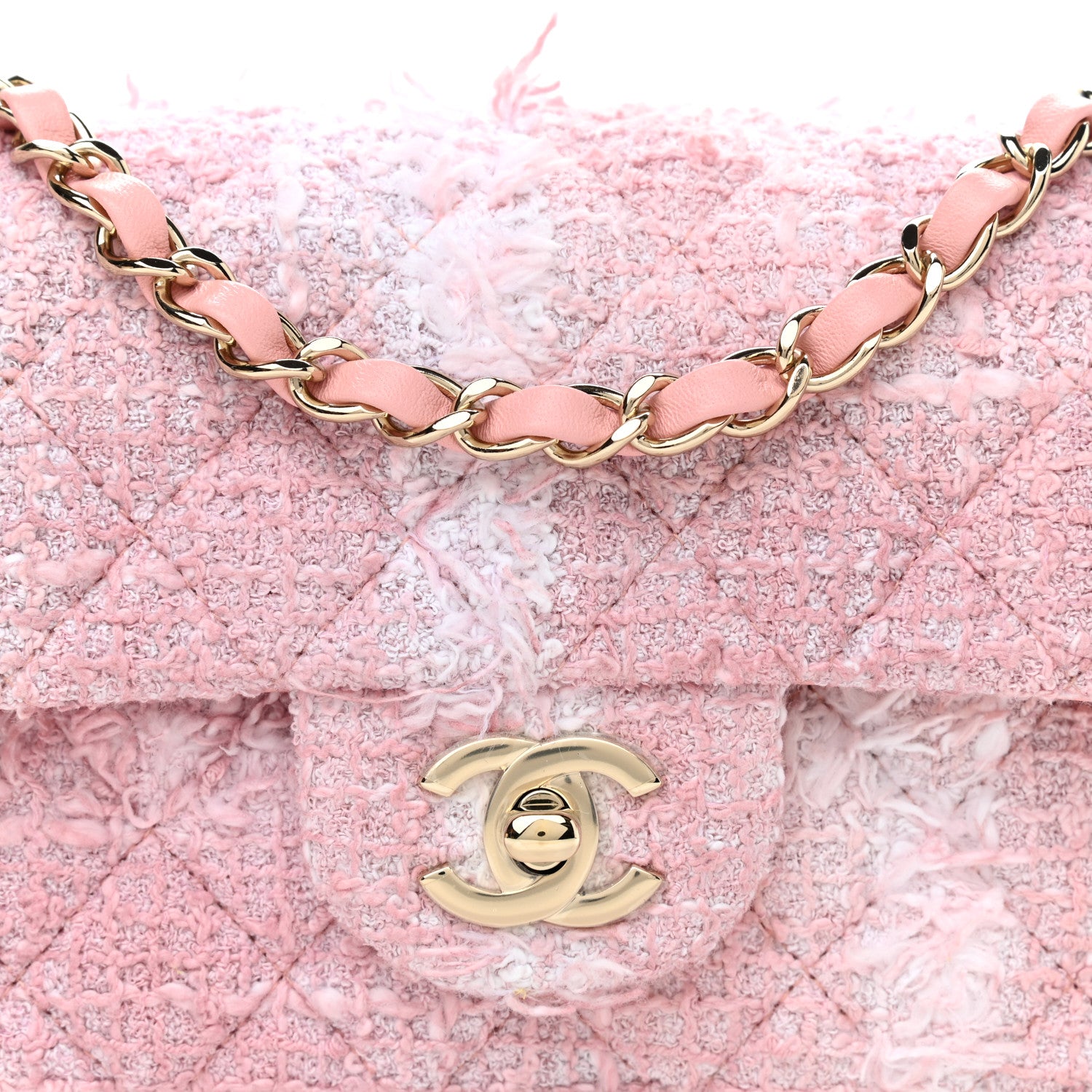 Chanel Tweed Quilted Mini Rectangular Flap Light Pink White 8 of 11
