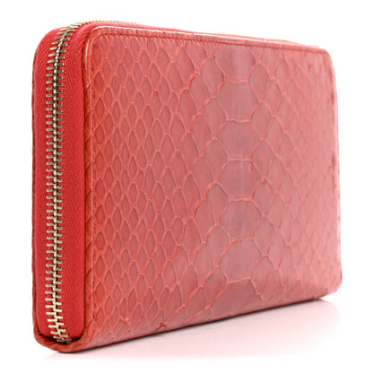 Chanel Snakeskin Large Gusset Zip Around Wallet Red 3 of 12