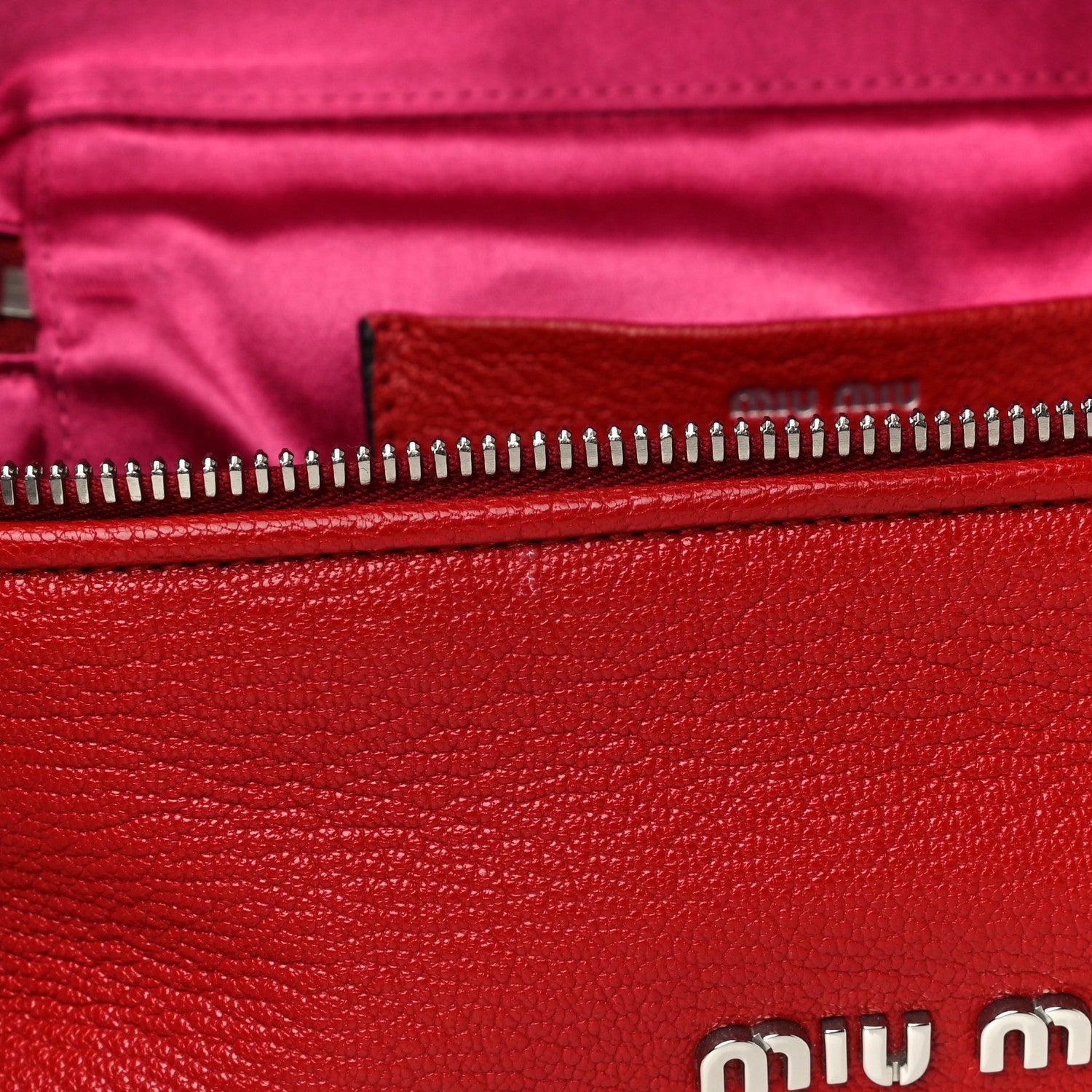 Miu Miu Goatskin Madras Top Handle Crossbody Red 12 of 12