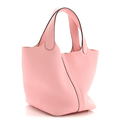 Hermes Taurillon Clemence Picotin Lock 18 PM Rose Sakura 3 of 12