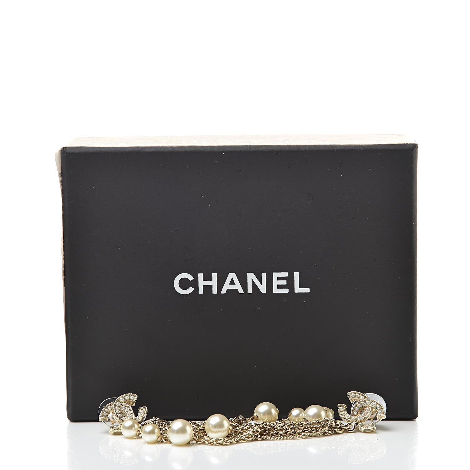 Chanel Pearl CC Chain Drop Earrings Gold 5 of 5