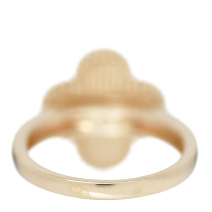 Van Cleef & Arpels 18K Yellow Gold Diamond Mother of Pearl Vintage Alhambra Ring 53 6.25 4 of 5