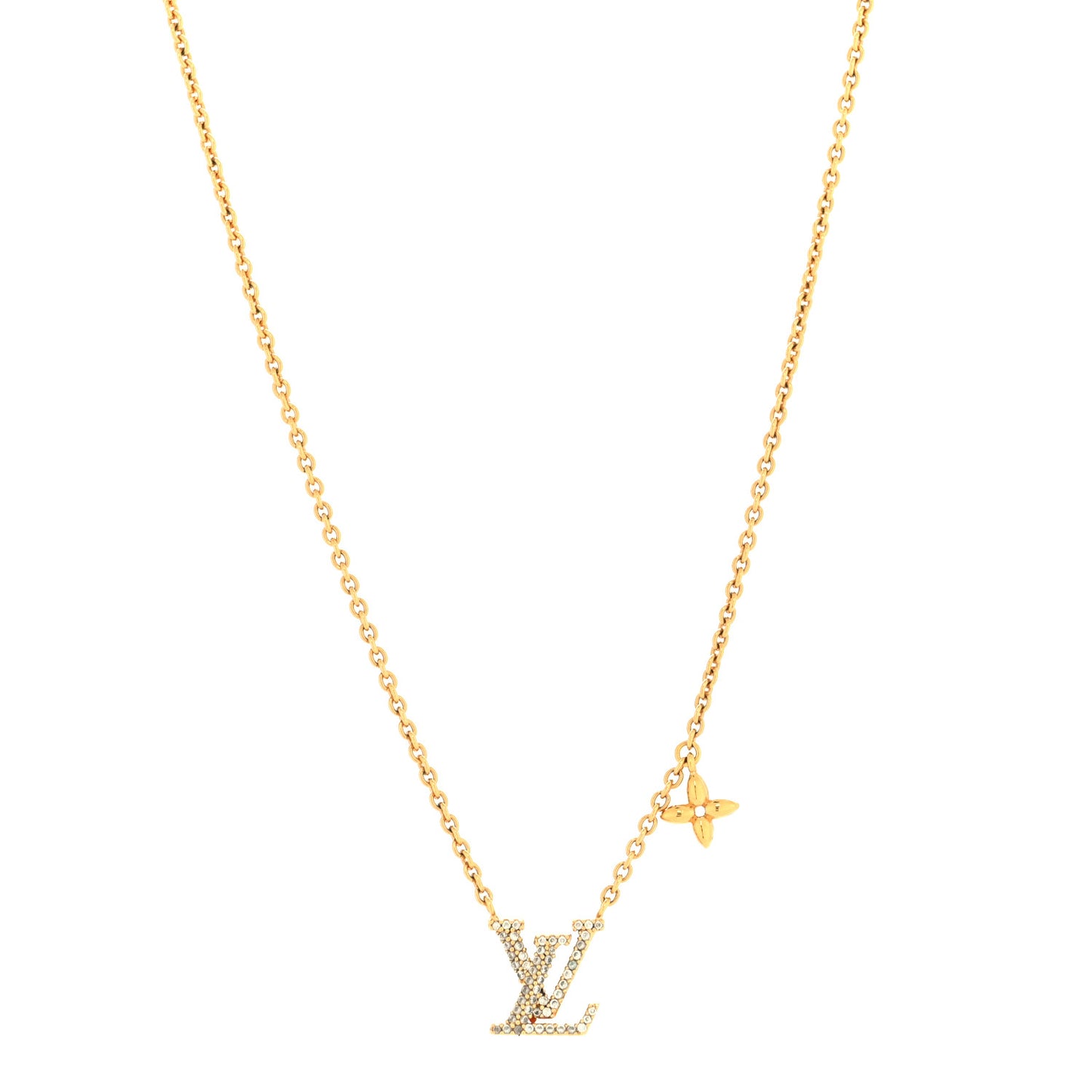 Metal Crystal LV Iconic Necklace Gold