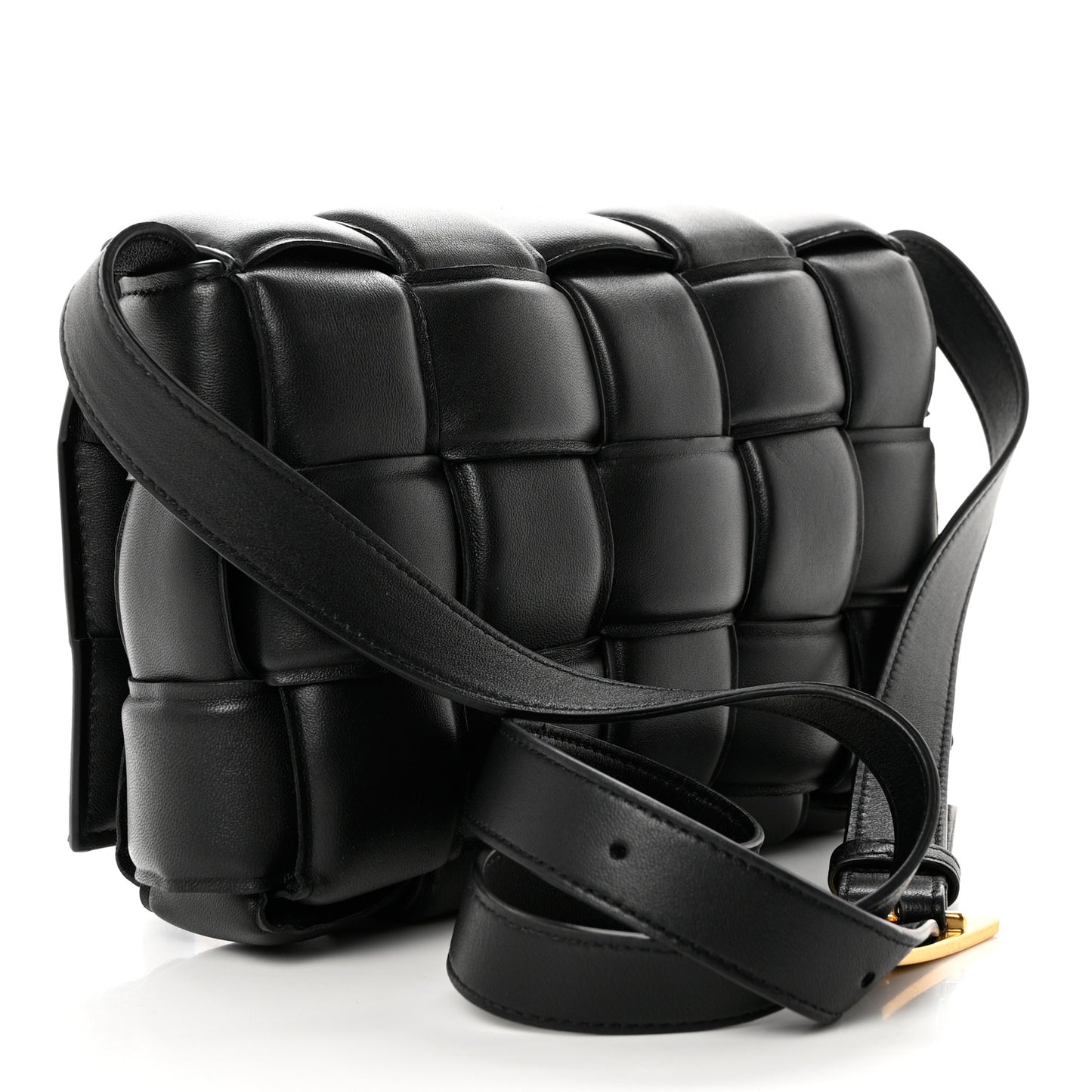 Nappa Maxi Intreccio Padded Cassette Crossbody Bag Black