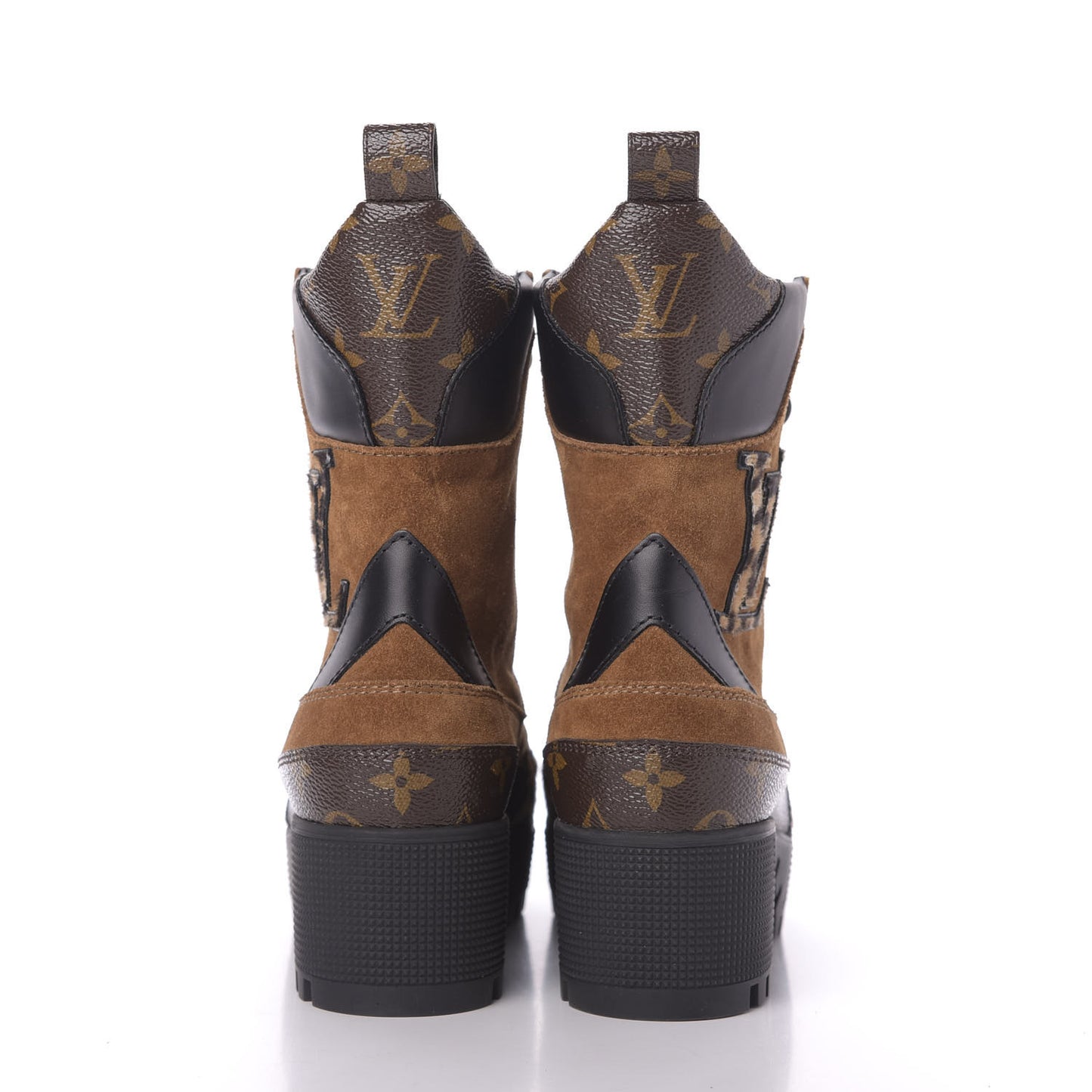 Suede Calfskin Monogram Laureate Platform Desert Boots 36.5 Cognac