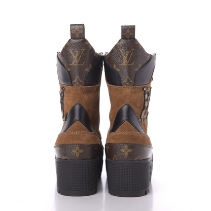 Louis Vuitton Suede Calfskin Monogram Laureate Platform Desert Boots 36.5 Cognac 8 of 9
