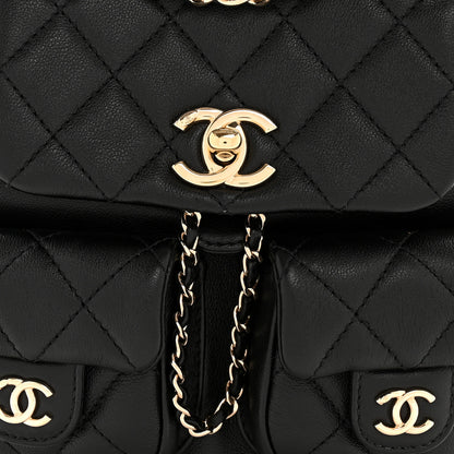 Chanel Calfskin Quilted Mini Duma Pockets Drawstring Backpack Black 8 of 14