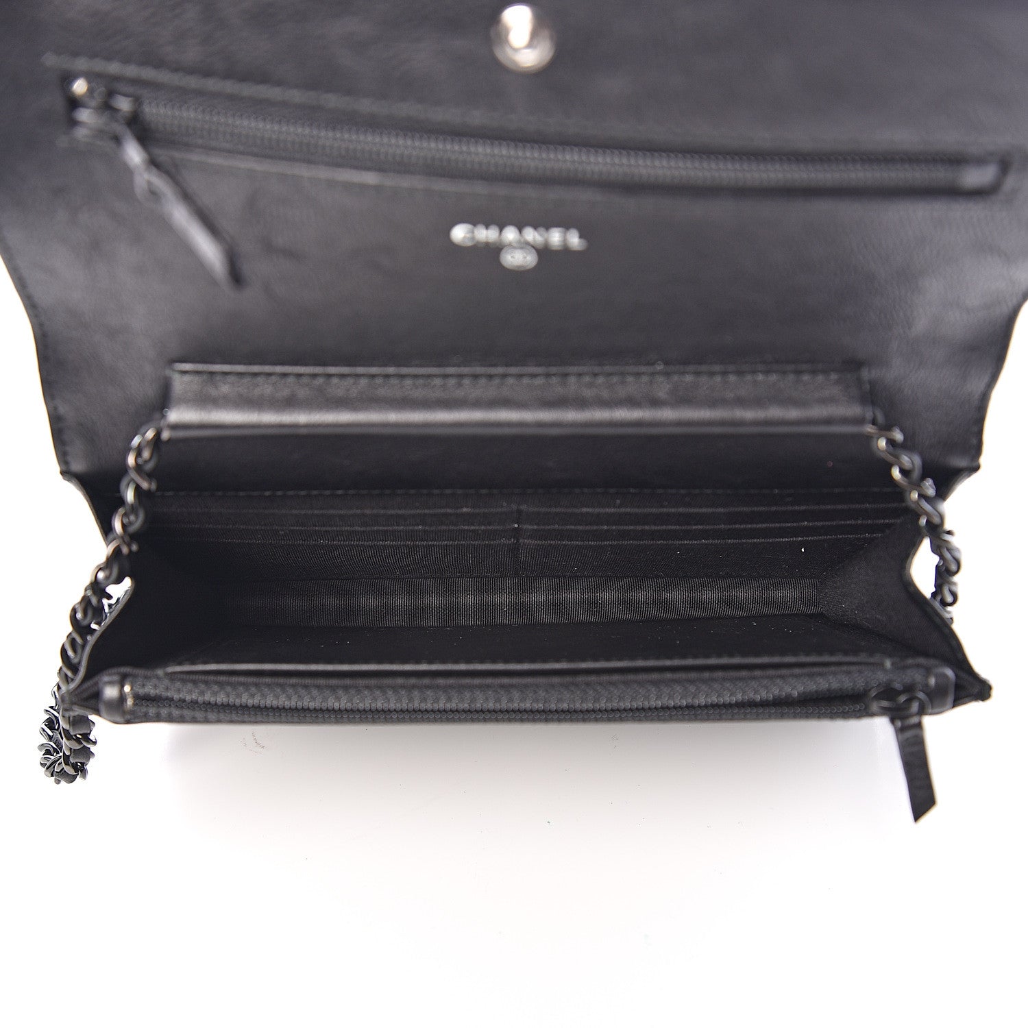 Chanel Crumpled Calfskin Quilted Wallet On Chain WOC So Black 4 of 10