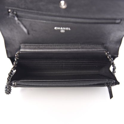 Chanel Crumpled Calfskin Quilted Wallet On Chain WOC So Black 4 of 10