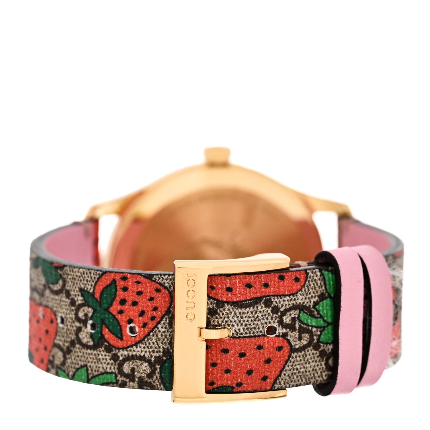 Gucci Stainless Steel Canvas 38mm G-Timeless GG Supreme Strawberry Quartz Watch Brown 3 of 6
