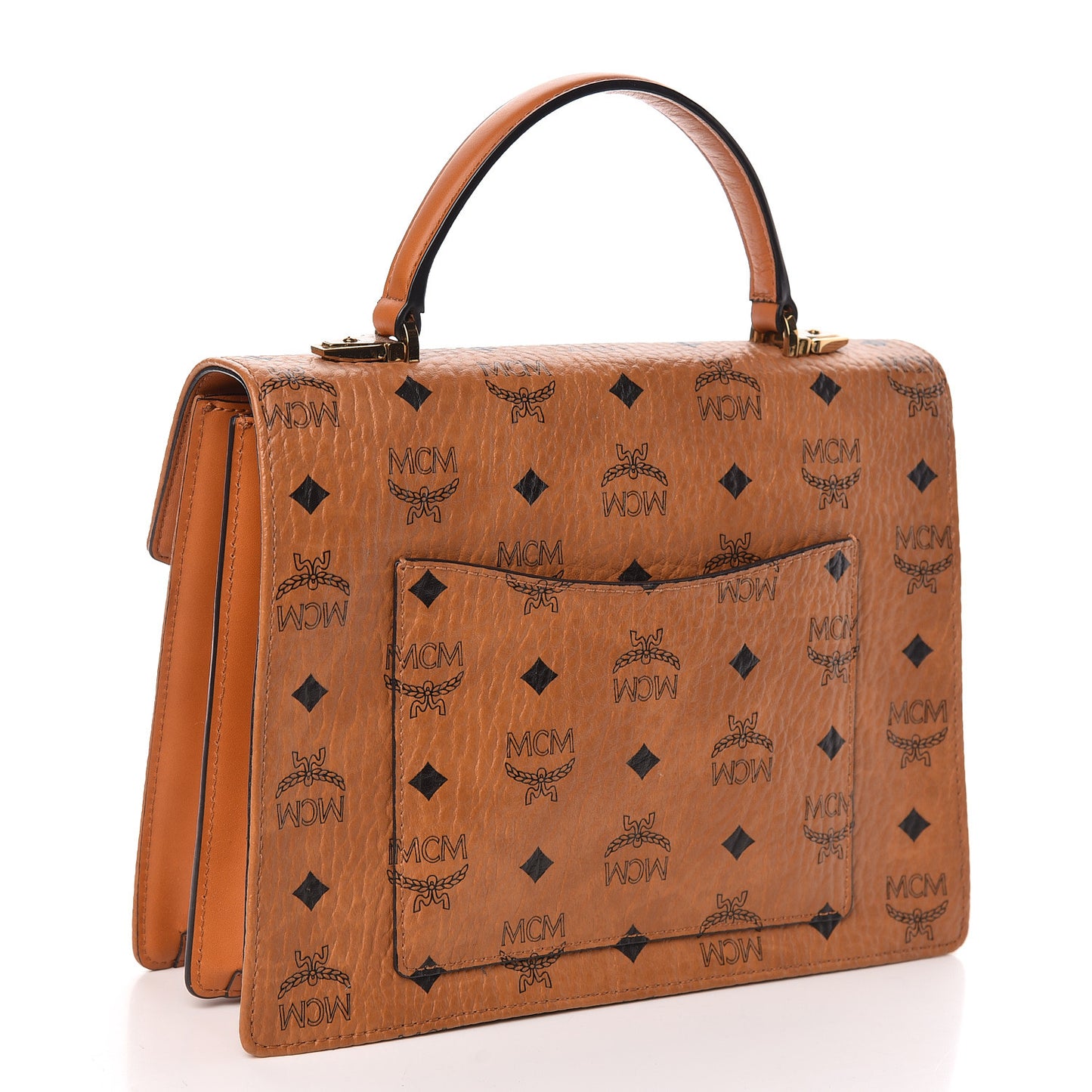 Visetos Medium Patricia Pocket Satchel Cognac
