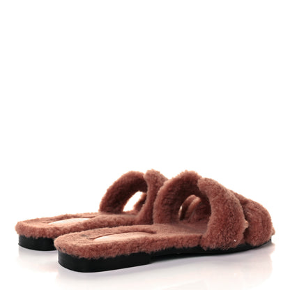 Hermes Woolskin Oran Sandals 37.5 Rose Aube 4 of 8