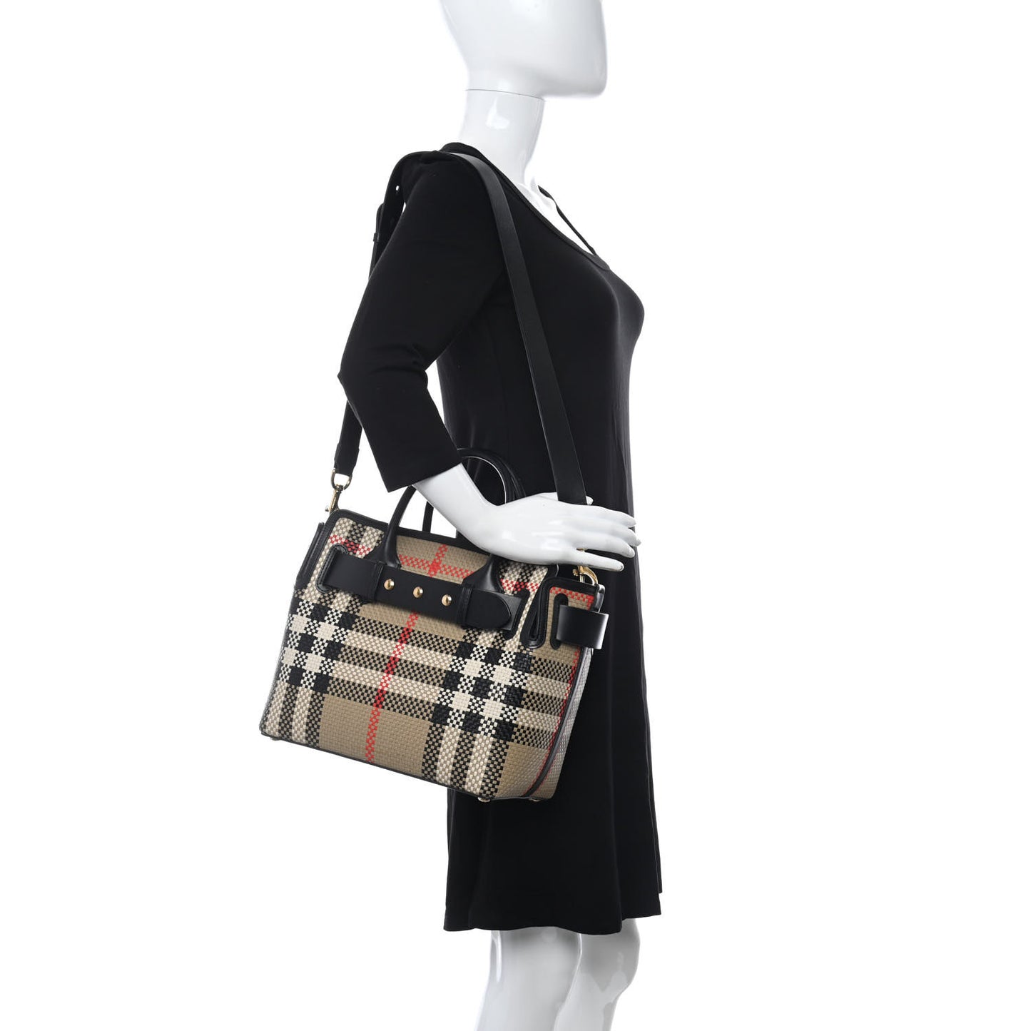 Calfskin Woven Vintage Check Triple Stud Mini Belt Bag Archive Beige