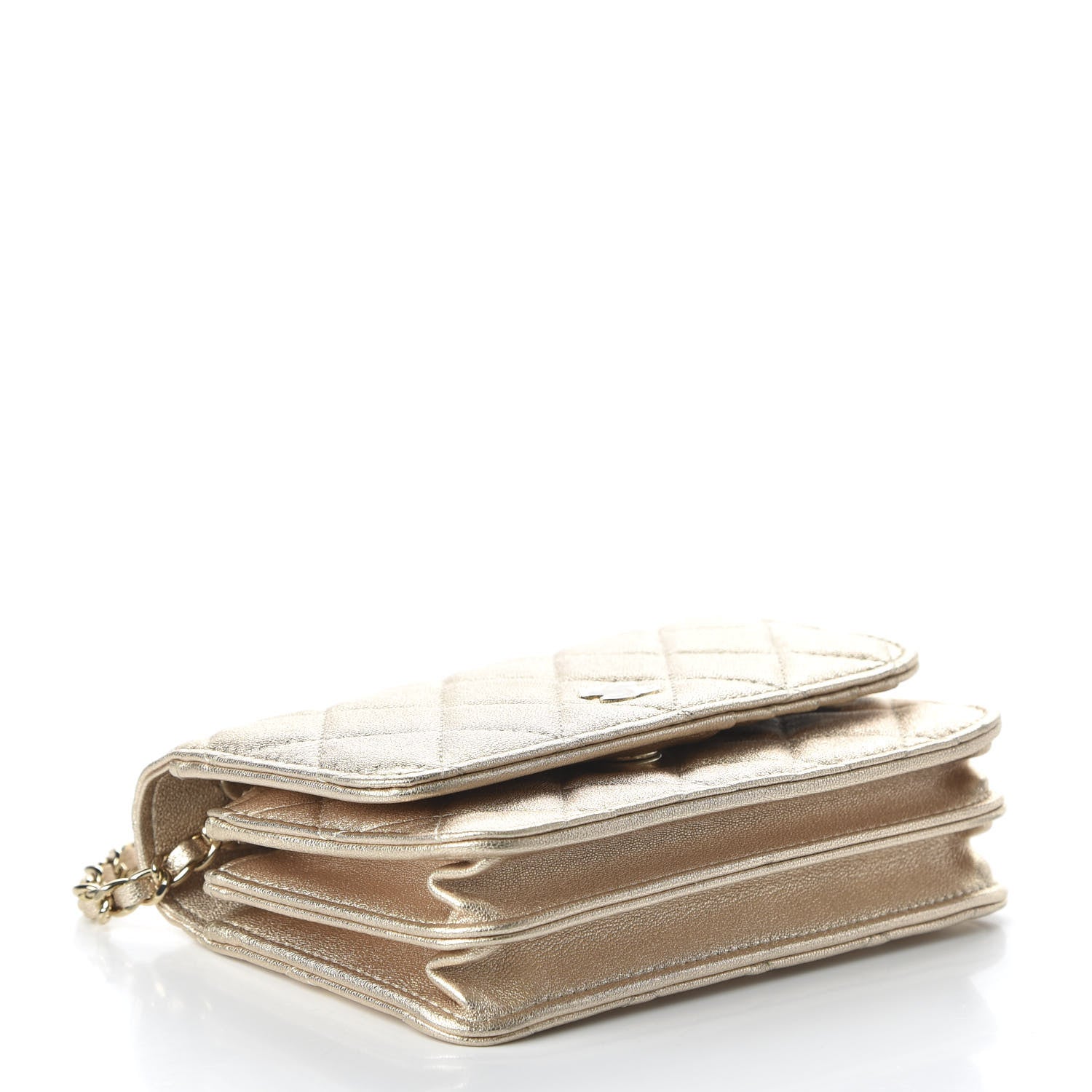 Chanel Metallic Lambskin Quilted Mini Wallet On Chain WOC Gold 4 of 11