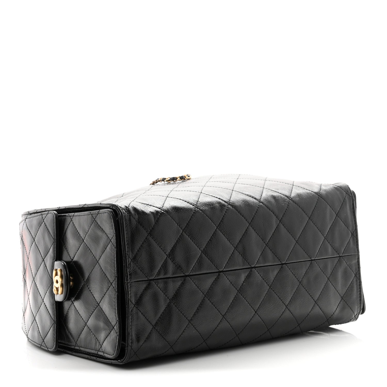 Chanel Shiny Crumpled Calfskin Quilted Medium Chanel 25 Handbag Black 5 of 11