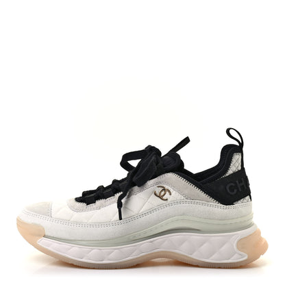 Chanel Fabric Suede Calfskin CC Sneakers 38 White Ivory 1 of 7