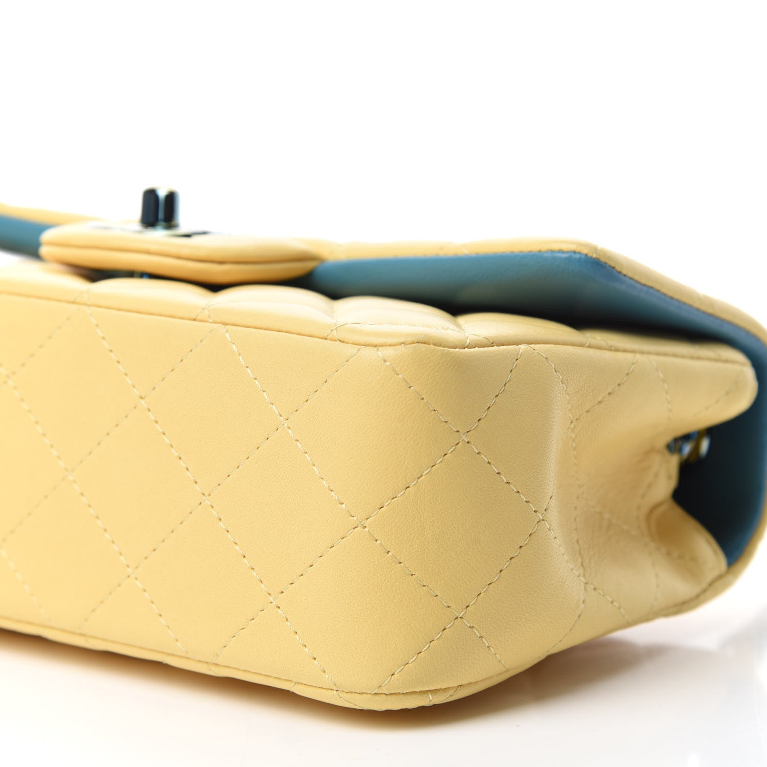Chanel Lambskin Quilted Mini Rectangular Flap Yellow Blue 7 of 10