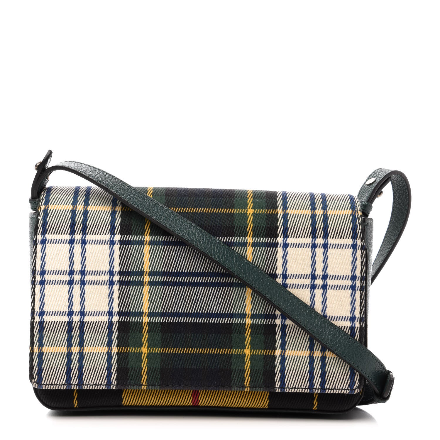 Burberry Canvas Tartan Mix Hampshire Wallet on Chain Green Multicolor 1 of 10