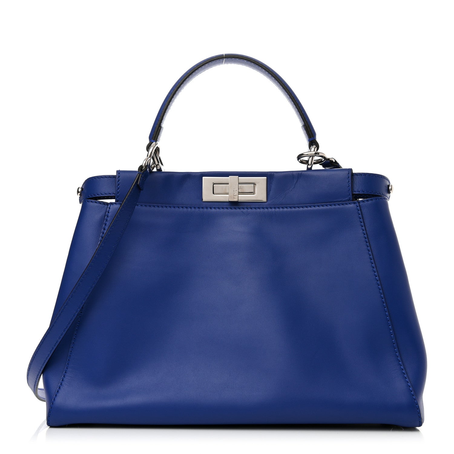 Fendi Vitello Morgan Snakeskin Crocodile Monster Eyes Medium Peekaboo Iconic Satchel Blue Neon Sunflower 3 of 13