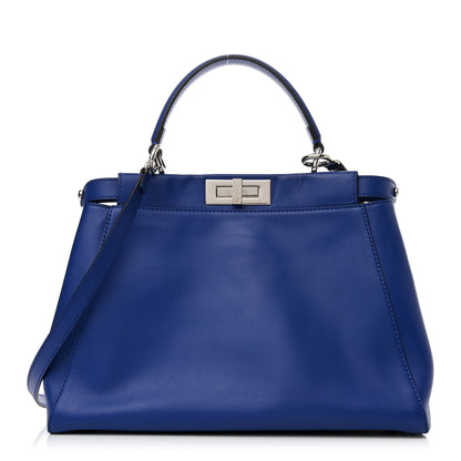 Fendi Vitello Morgan Snakeskin Crocodile Monster Eyes Medium Peekaboo Iconic Satchel Blue Neon Sunflower 3 of 13