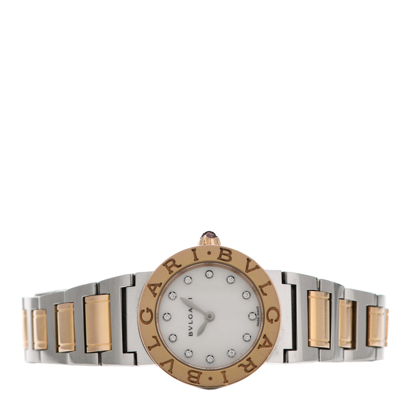 Stainless Steel 18K Rose Gold Diamond Mother of Pearl 26mm Quartz Watch