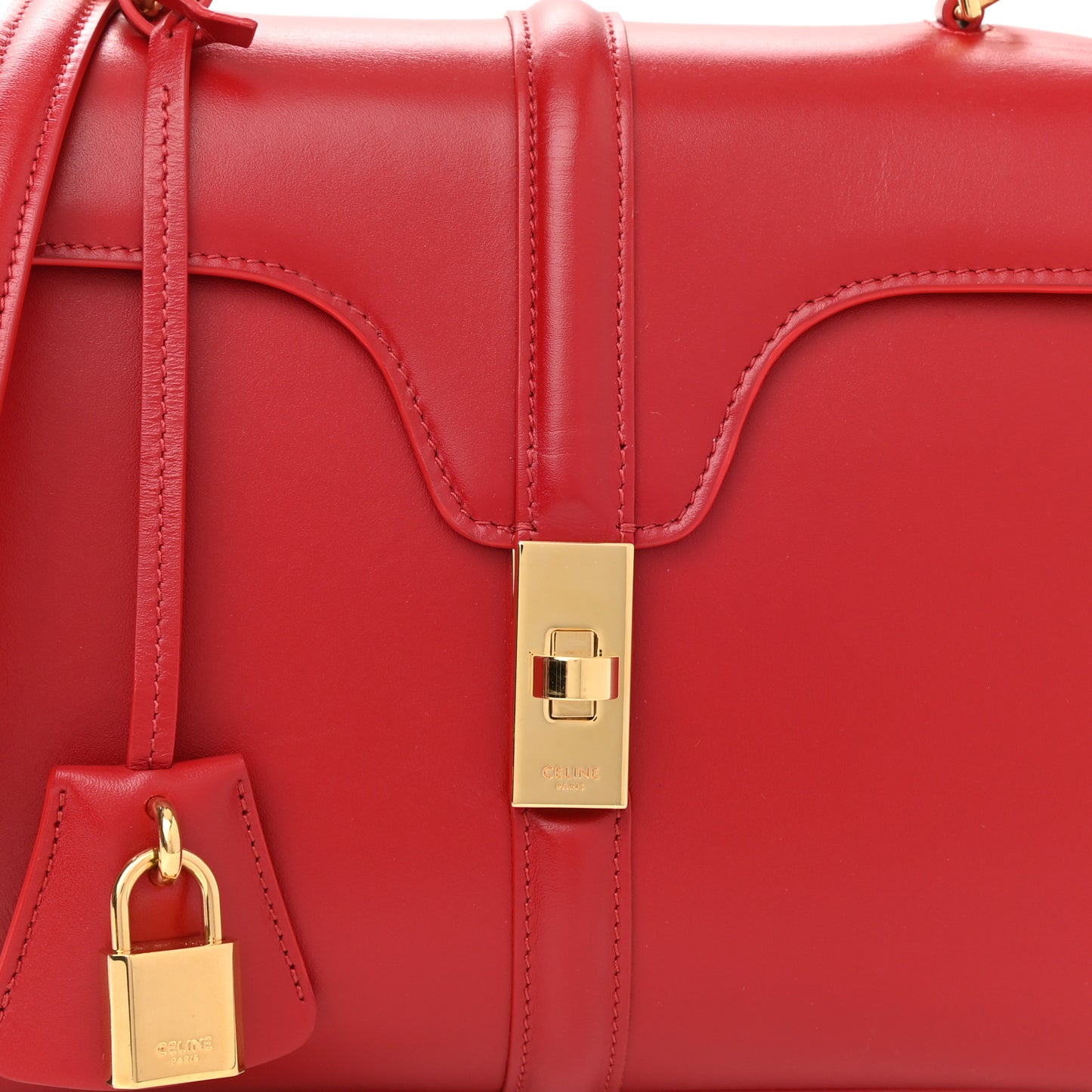 Satinated Calfskin Small 16 Top Handle Bag Red