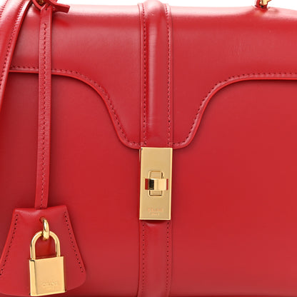 Celine Satinated Calfskin Small 16 Top Handle Bag Red 7 of 9
