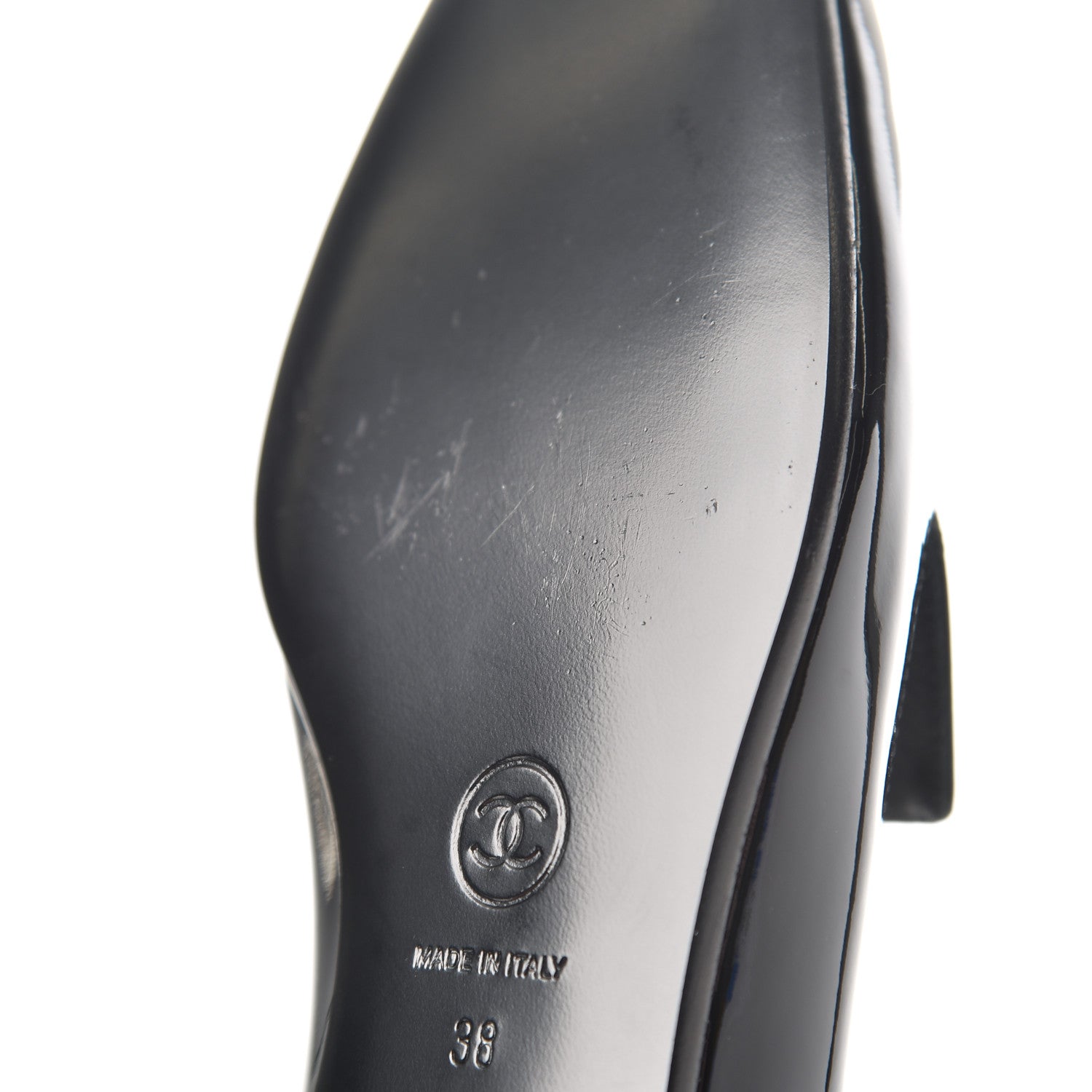 Chanel Patent CC Mocassin Loafers 38 Black 9 of 12