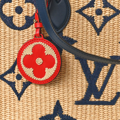 Louis Vuitton Raffia Calfskin Monogram Giant Onthego MM Blue 7 of 10