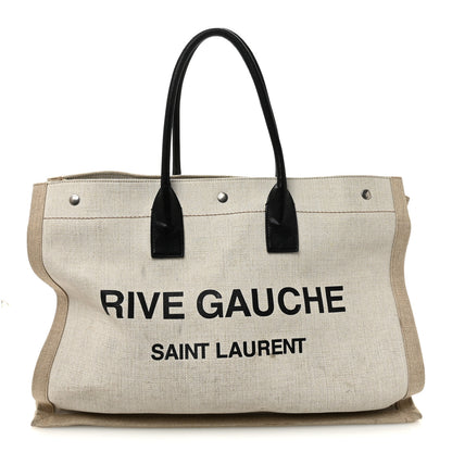 Saint Laurent Linen Calfskin Rive Gauche Tote Optic White 1 of 10