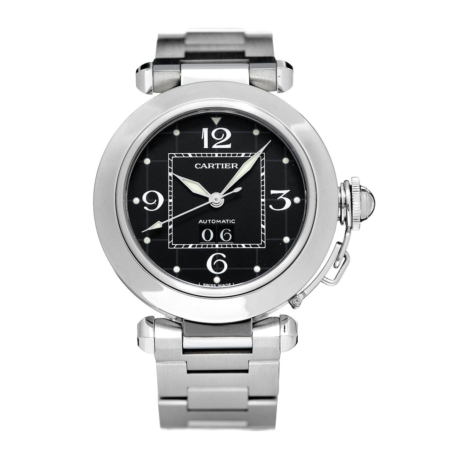 Stainless Steel 35mm Pasha C Big Date Automatic Watch Black