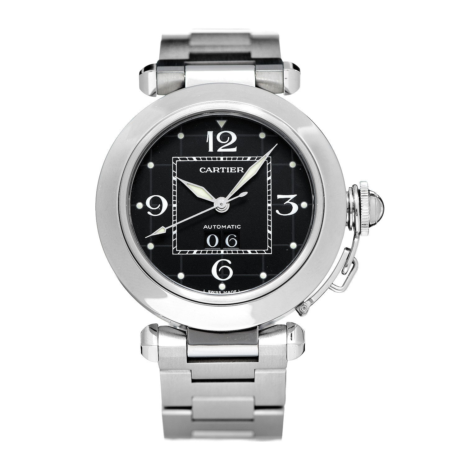 Cartier Stainless Steel 35mm Pasha C Big Date Automatic Watch Black 1 of 7