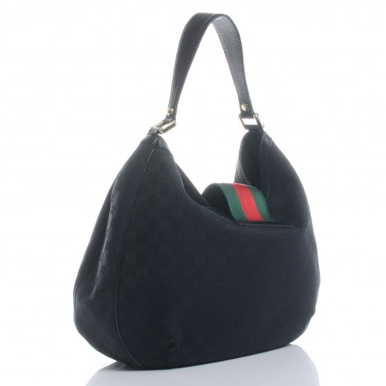 Monogram Ladies Web Large Hobo Black
