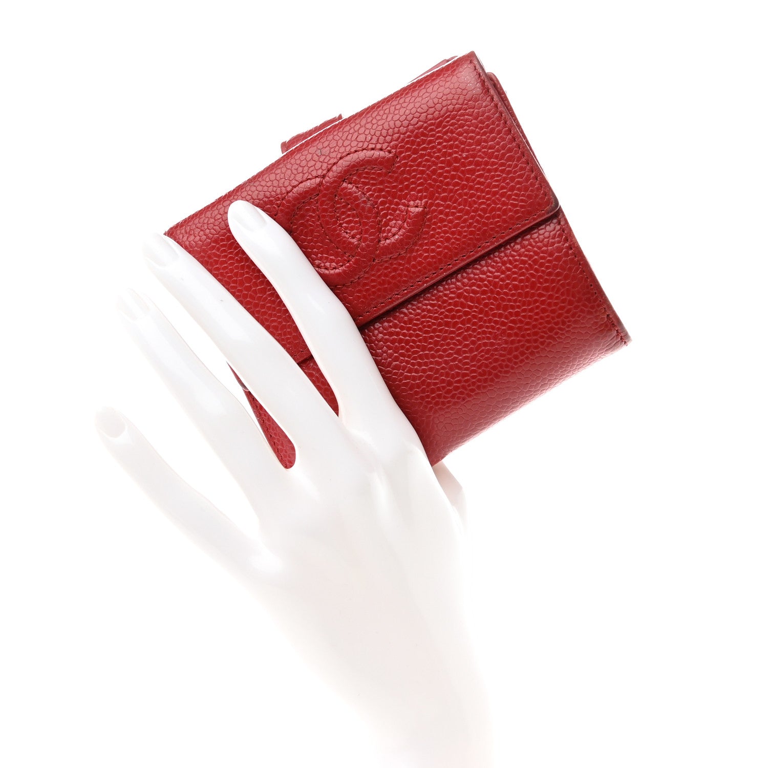 Chanel Caviar Timeless CC Compact Flap Wallet Dark Red 2 of 14