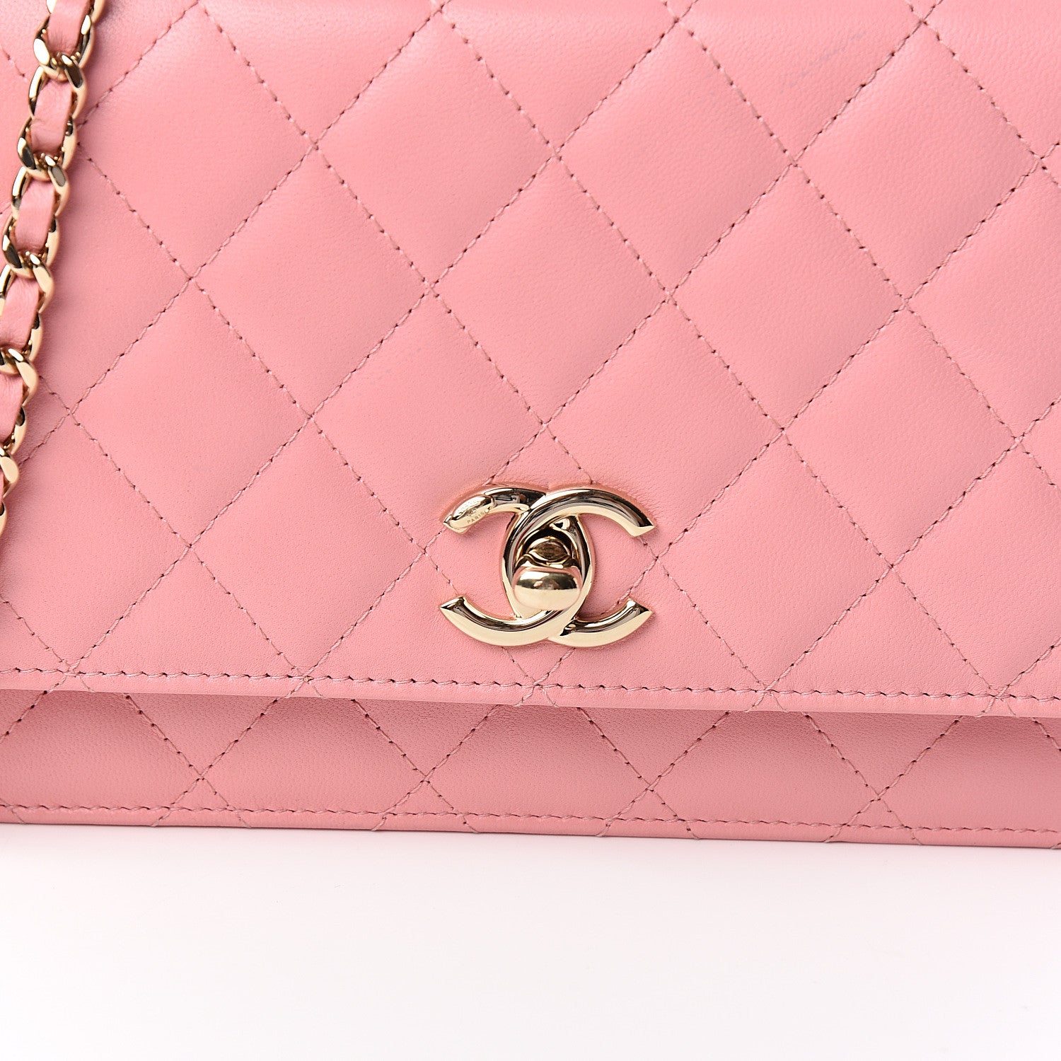 Chanel Lambskin Quilted Trendy CC Wallet On Chain WOC Pink 10 of 12