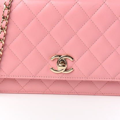 Chanel Lambskin Quilted Trendy CC Wallet On Chain WOC Pink 10 of 12