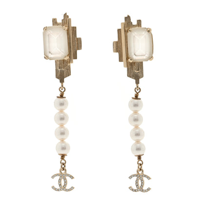 Chanel Crystal Pearl CC Drop Earring Gold 1 of 4