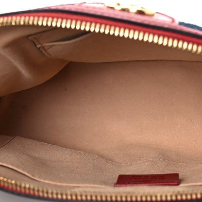 Gucci Suede Calfskin Web Small Ophidia Dome Shoulder Bag New Blue Romantic Cherry 5 of 12